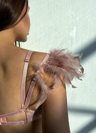 Сексуальний комплект білизни з пір'ям, дуже гарна мережевна білизна з пір'ями, зваблива бі...