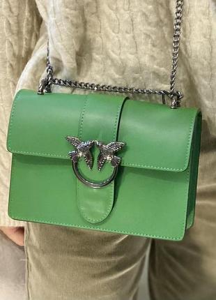 Сумка зелена яскрава італійська сумка шкіряна pinko сумка маленька натуральна шкіра1 фото