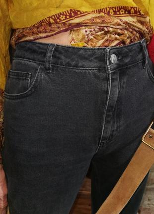 Щільні джинси з бахромою кльош висока посадка мом розкльошені в ретро вінтажному стилі хіпі4 фото