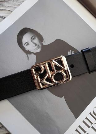 Ремінь пояс жіночий шкіряний чорний в стилі pinko / ремень женский кожаный
