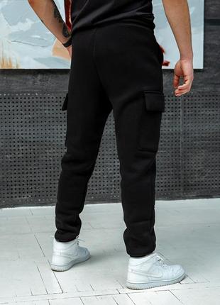Крутые мужские брюки карго трехнитка черные2 фото