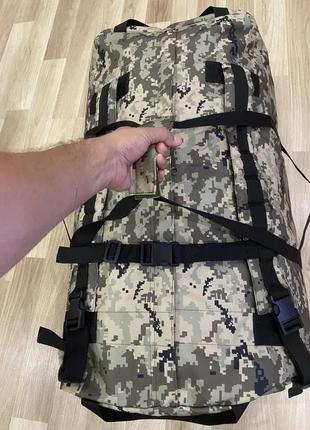 Армейская большая сумка баул / рюкзак на 130 л. - пиксель3 фото