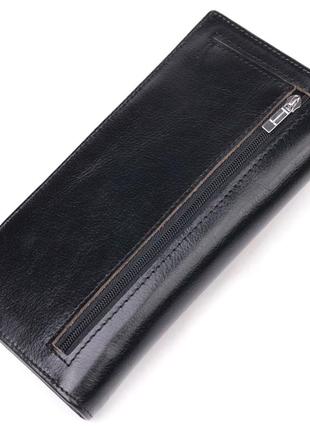 Надійний чоловічий гаманець із натуральної гладкої шкіри на два складання st leather 19414 чорний2 фото