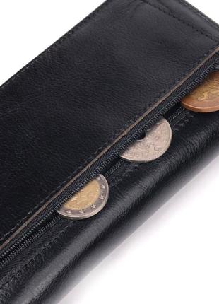 Надійний чоловічий гаманець із натуральної гладкої шкіри на два складання st leather 19414 чорний5 фото
