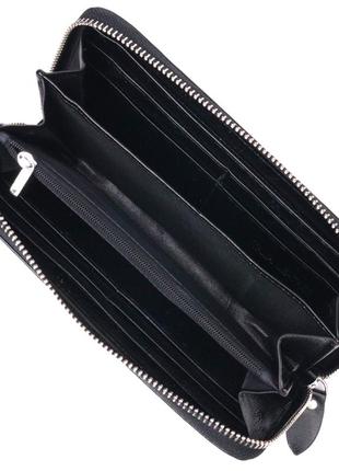 Гаманець чоловічий із натуральної гладкої шкіри на змійці st leather 19410 чорний4 фото