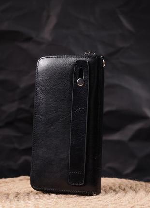 Гаманець чоловічий із натуральної гладкої шкіри на змійці st leather 19410 чорний7 фото