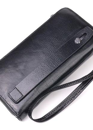 Гаманець чоловічий із натуральної гладкої шкіри на змійці st leather 19410 чорний2 фото