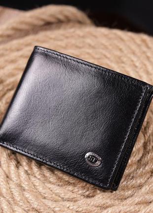 Компактный зажим для денег из натуральной гладкой кожи st leather 19416 черный6 фото