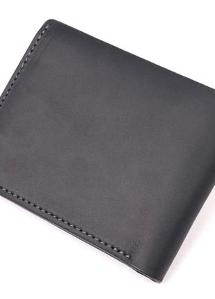 Функциональный кожаный кошелек без застежки украина grande pelle 16755 черный2 фото