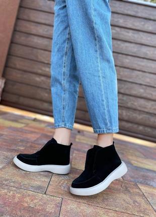 Лоферы на обновленной подошве, черный, натуральная замша, деми/зима