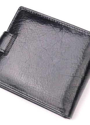 Вместительный мужской бумажник среднего размера из натуральной кожи st leather 19419 черный2 фото