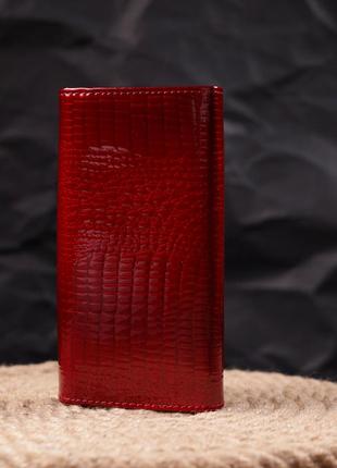 Яркий женский кошелек из лакированной кожи с визитницей st leather 19405 красный8 фото