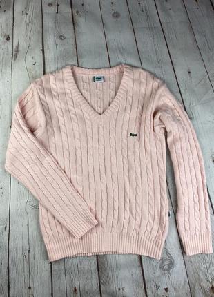 Кофта свитер жіноча лакоста lacoste стильна рожева бежева тепла пуловер джемпер осінь зима1 фото