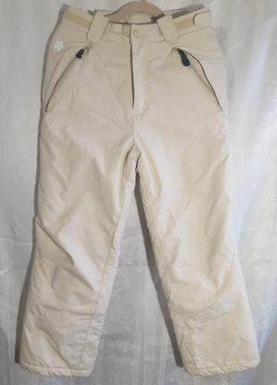 Детские теплые лыжные штаны брюки шикарного цвета, полукомбинезон на девочку 8-10 лет.