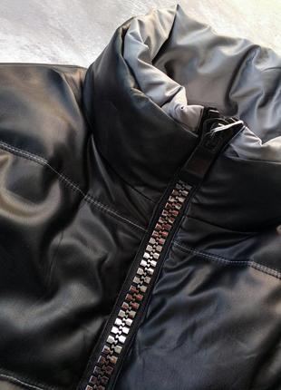 Женская кожаная куртка, оверсайз, пуффер, см.замеры в описании товара6 фото