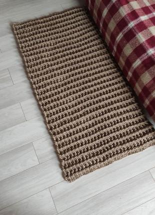Плетений килим ручної роботи. джутовий килимок для спальні.4 фото
