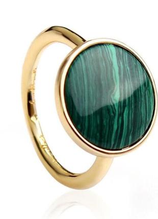 Позолоченное кольцо зелёный камень shine серебро 925 pandora