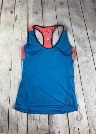 Спортивная беговая футболка женская голубая розовая яркая компрессионная майка футболка reebok