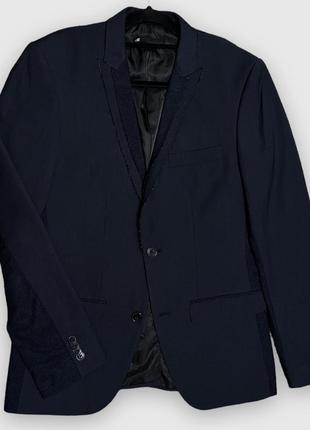 Мужской классический пиджак темно-синий стильный пошив we1 фото