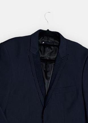 Мужской классический пиджак темно-синий стильный пошив we3 фото