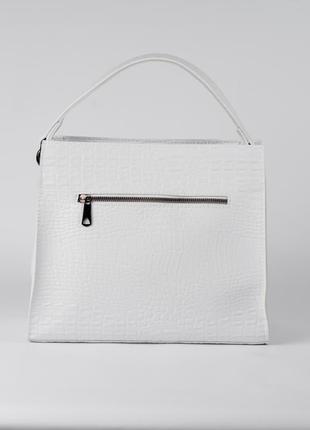 Жіноча сумка біла сумка рептилія сумка квадратна сумка крокодил сумка середнього розміру3 фото
