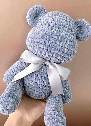 Нитки плюшевые пряжа для пластиковой канвы создания сумки игрушек своими руками №15 серо-синий