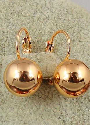 Сережки xuping jewelry кульки 10 мм 1.9 см золотисті