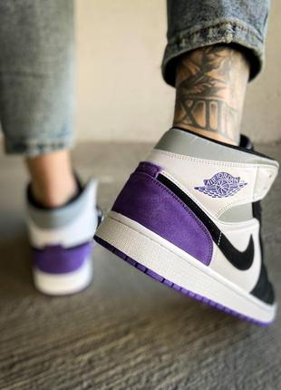 Мужские высокие кожаные кроссовки nike air jordan 1 retro mid purple#найк3 фото