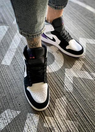 Мужские высокие кожаные кроссовки nike air jordan 1 retro mid purple#найк6 фото