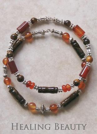 Браслет з тигрового ока і сердоліку