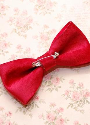 Стильный галстук-бабочка ручной работы из вип бархата цвета марсала3 фото