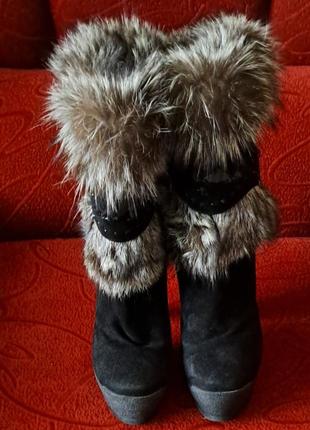 Стильные зимние сапоги ботинки сапоги натуральный замша мех цигейка startys, на каблуке сапоги, каблук3 фото