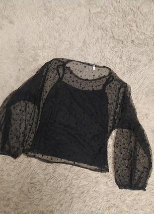 Кофточка чорна в горошок