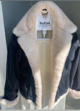 Женская джинсовая 💕куртка с норкой, джинсовка с норкой, с мехом, м-хл