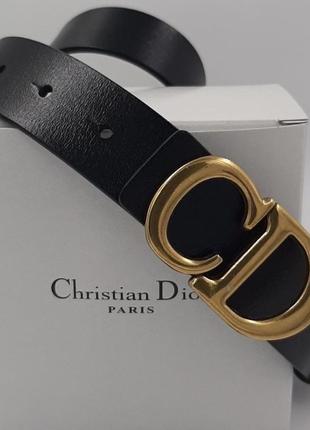 Женский кожаный качественный чёрный базовый ремень в стиле dior