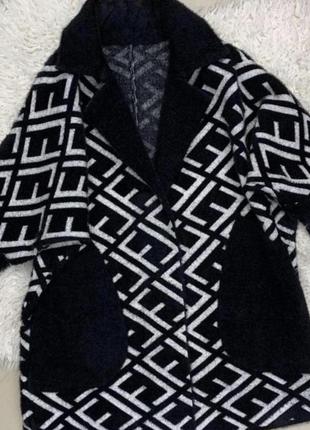 Шикарное пальто кардиган альпака в стиле versace4 фото