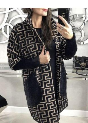 Шикарное пальто кардиган альпака в стиле versace7 фото
