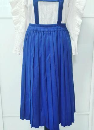 Невероятная, стильная, классная винтажная юбка в складку плиссе ретро винтаж на бретелях бретельки4 фото