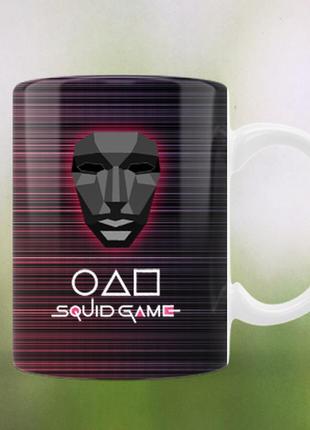 Друк на чашках,чашка "squid game. гра в кальмара. маска ведучого"