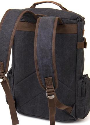 Рюкзак текстильный дорожный унисекс с ручками vintage 20663 черный