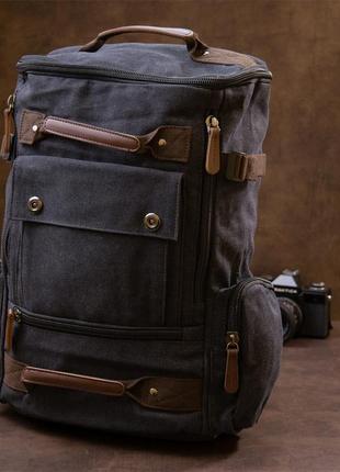 Рюкзак текстильный дорожный унисекс с ручками vintage 20663 черный