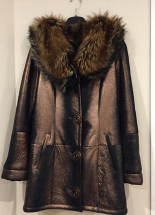 Collezione» золотистая люксовая натуральная дубленка