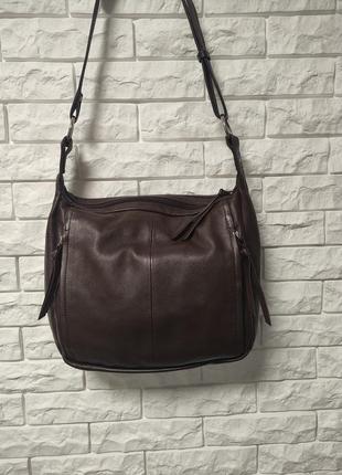 Pielino шоколадна темно коричнева шкіряна натуральна жіноча середня сумка через плече2 фото