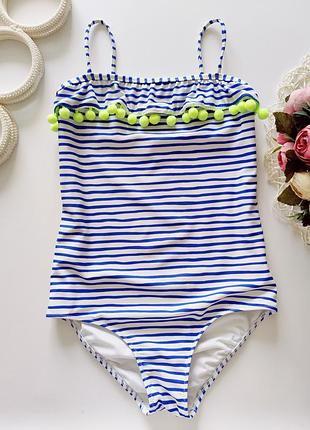 Дитячий смугастий купальник з помпонами  артикул: 12974