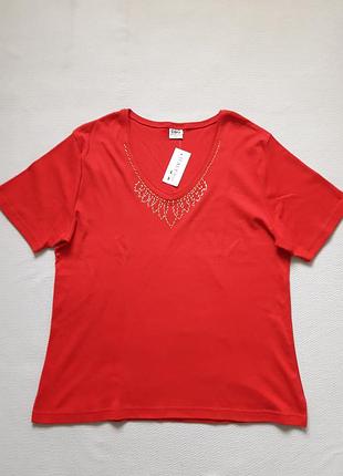 Мегаклассная хлопковая футболка декорированная стразами батал италия