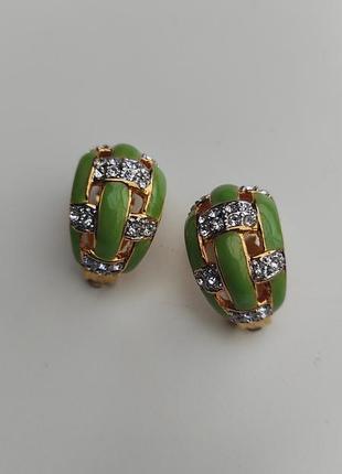 Клипсы винтажные эмаль, кристаллы