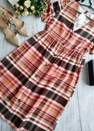 Сукня халат, сарафан h&m віскоза, міді в клітинку