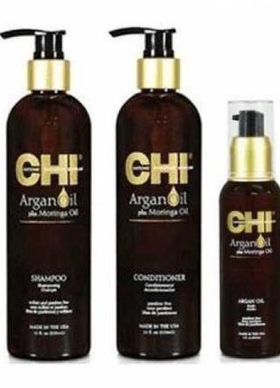 Набір chi argan oil шампунь 355 мл, кондиціонер 355 мл, олія 89 мл1 фото