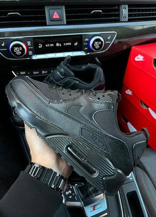 Мужские черные кожаные кроссовки nike air max 90🆕 найк аир макс 90