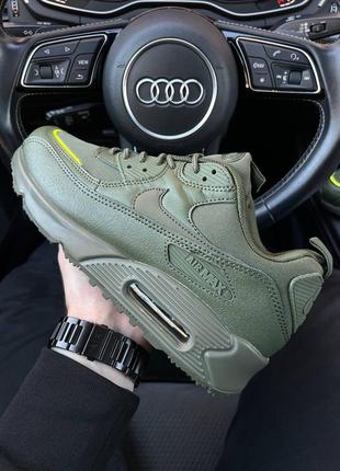 Мужские  кожаные кроссовки цвета хаки nike air max 90🆕 найк аир макс 90